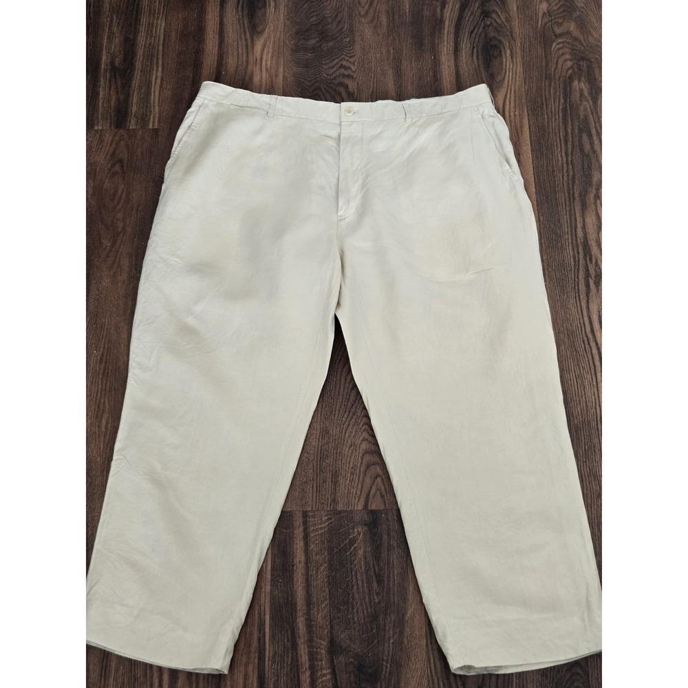 VINTAGE Polo Ralph Lauren Pants Khaki Tan LINEN SILK Chino Mens 42x30